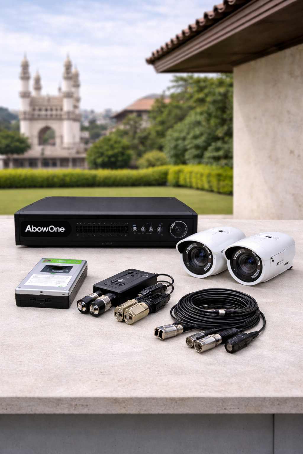 CCTV showcase near Charminar at dusk